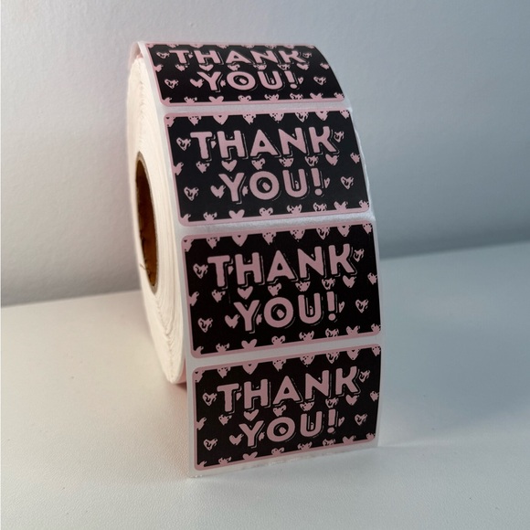 STICKERAFT Other - Thank You Stickers for Small Business Labels with Pink Hearts  Cute Mailing Seal